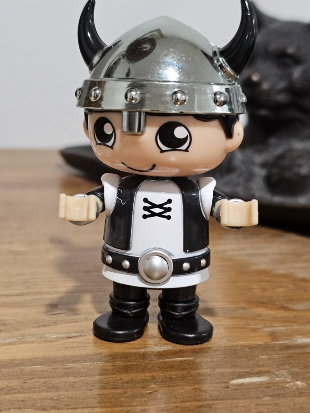 Bonkers Ryan's World Black White Knight w/ Horned Chrome Helmet Action Figure 3"